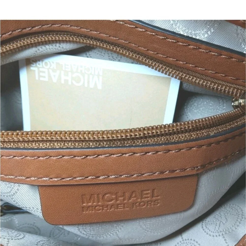 Michael Kors Hamilton Medium Logo Satchel Handbag Signature Vanilla Canvas